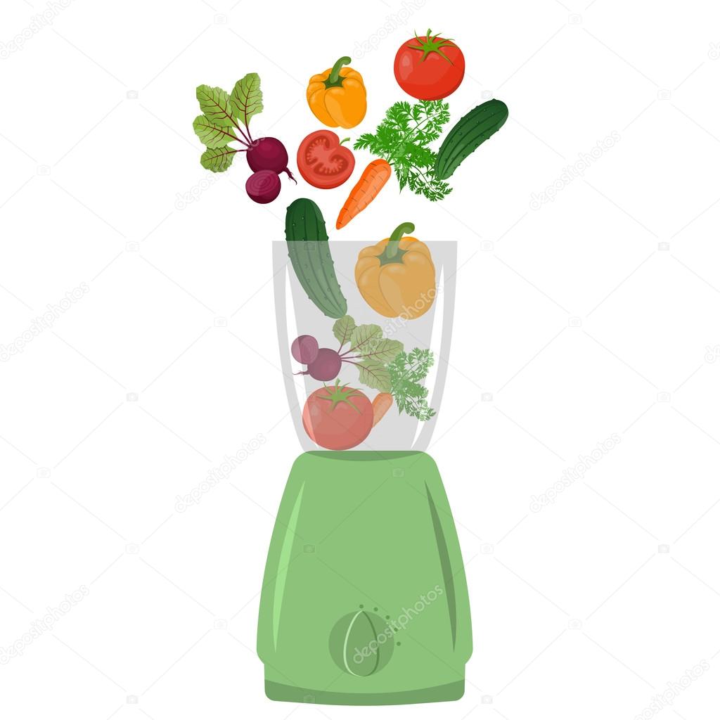 Illustration of blender with vegetables