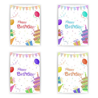 Mutlu doğum günü tebrik kartı vektör çizim