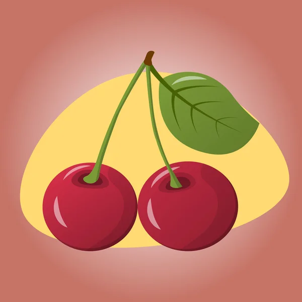 Vector colorful cherry icon — Stock Vector