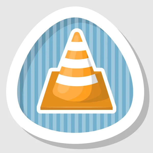 Construction cone colorful icon — Stock Vector