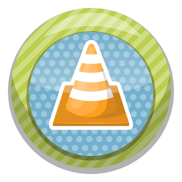 Construction cone colorful icon — Stock Vector