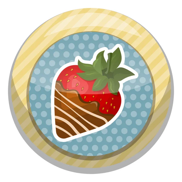 Φράουλα ολόκληρη σε σοκολάτα πολύχρωμο εικονίδιο — Διανυσματικό Αρχείο