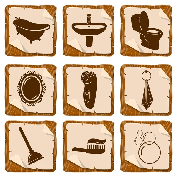 Set of bathroom icons — Stock Vector