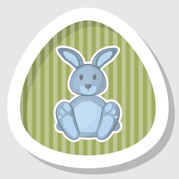 귀여운 블루 토끼 다채로운 아이콘 — 스톡 벡터