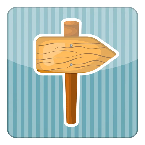 Signo de madera icono colorido — Vector de stock