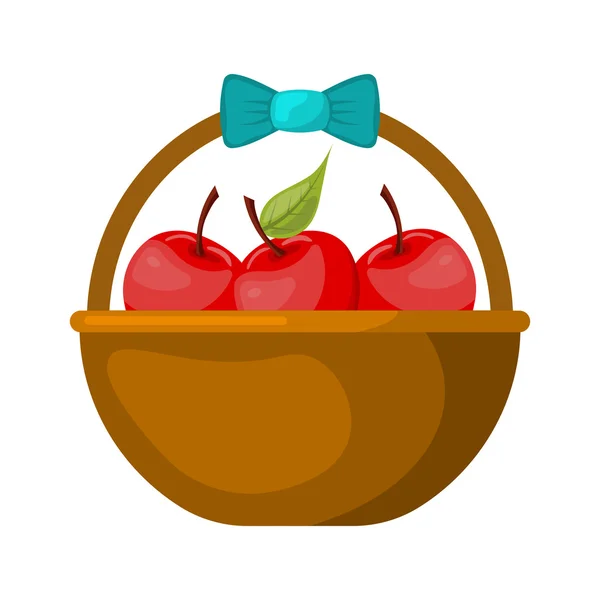 Kosár gyümölcs színes ikon — Stock Vector