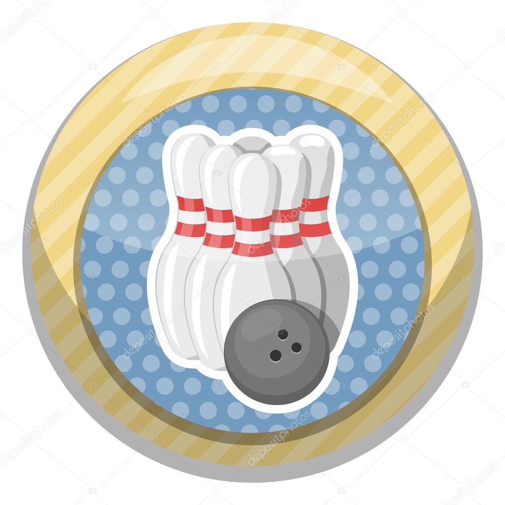 Bowling colorful icon. Vector illustration in cartoon style