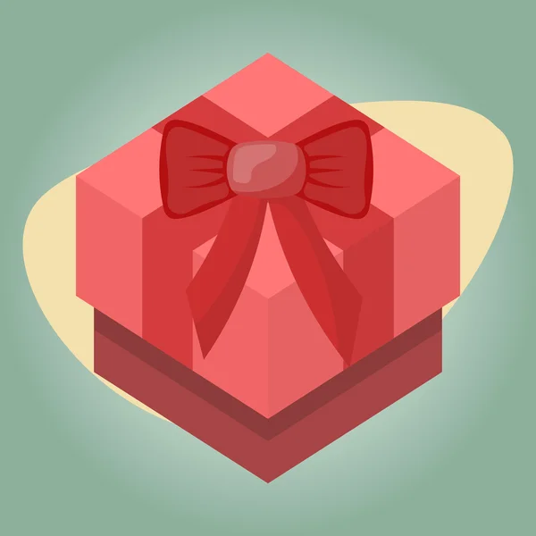 Caja de regalo roja icono colorido — Vector de stock