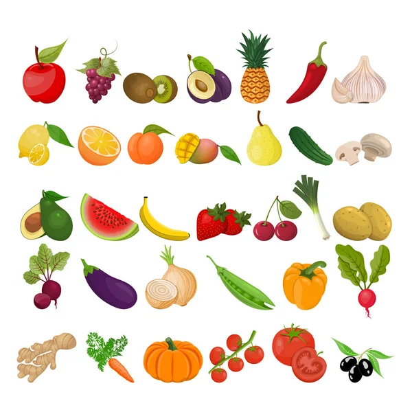 Collection of fruits and vegetables — Stock Vector