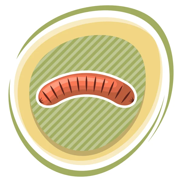 Grilled sausage colorful icon — Stock Vector