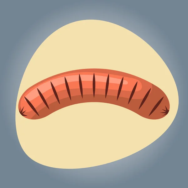 Grilled sausage colorful icon — Stock Vector