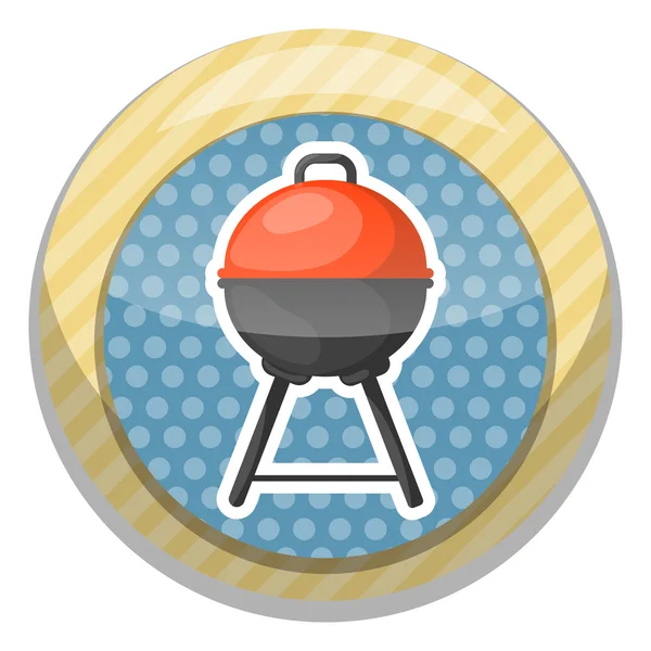 Vettore nero BBQ icona Grill — Vettoriale Stock