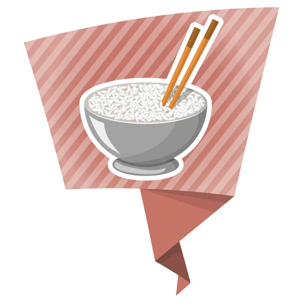 Ilustración vectorial de un tazón de arroz y palillo — Vector de stock