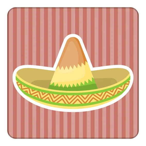 Mexikanischer Hut bunte flache Ikone — Stockvektor