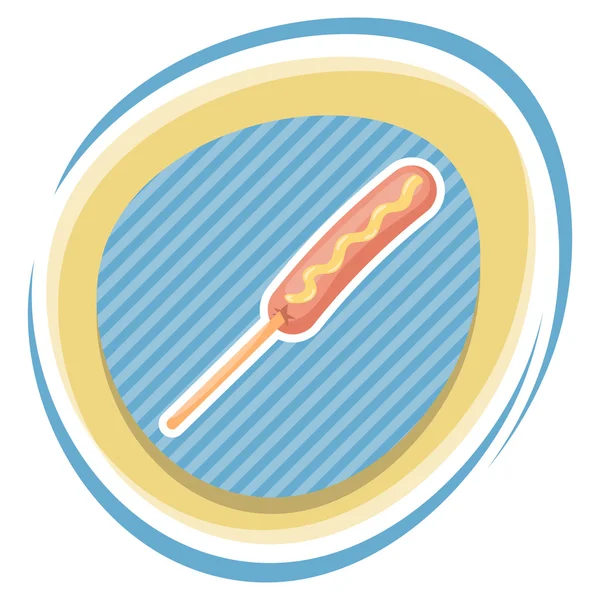 Saucisse ou hot dog rôti au bâton — Image vectorielle