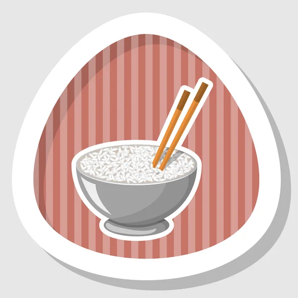 Vektoros illusztráció egy tál rizs és az Evőpálcika — Stock Vector