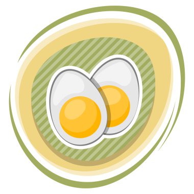 Haşlanmış yumurta dilimlenmiş vektör simgesi.