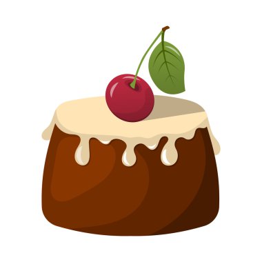 Puding taze krema ve bir kiraz ile