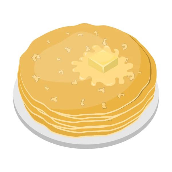 Ilustración vectorial de panqueques con mantequilla — Vector de stock