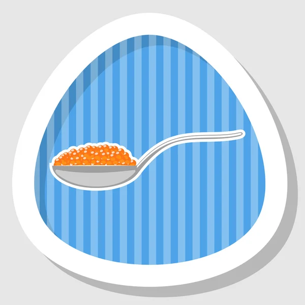 Caviar rojo en una cuchara — Vector de stock