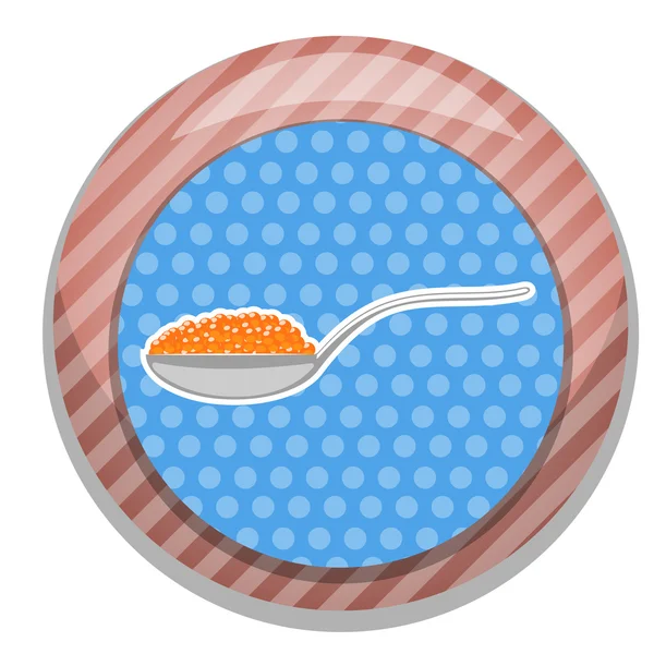 Caviar rojo en una cuchara — Vector de stock