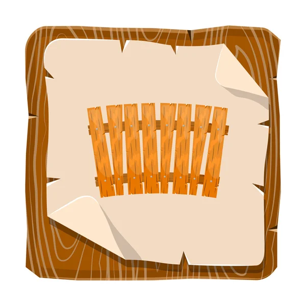 Valla de madera icono colorido — Vector de stock