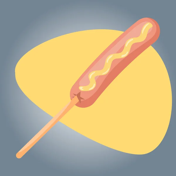 Ковбаса або хот-дог, смажений на паличці — стоковий вектор