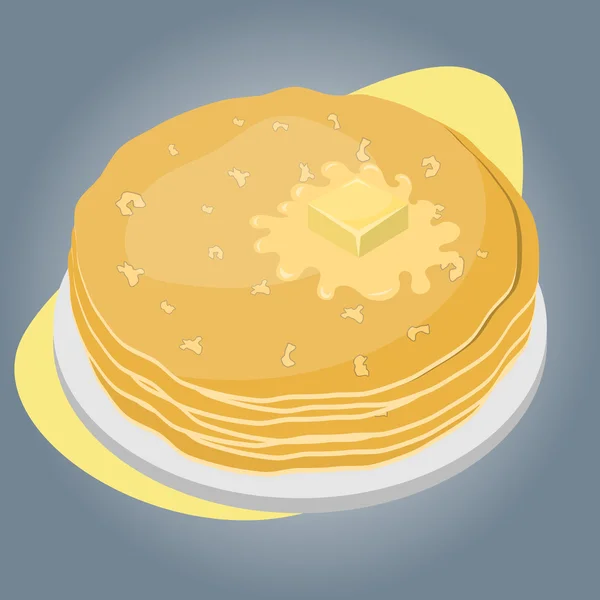 Ilustración vectorial de panqueques con mantequilla — Vector de stock