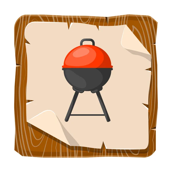 Vector black BBQ Grill icon — Stock Vector