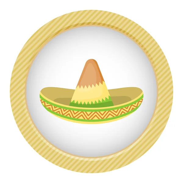 Mexican hat colorful flat icon — Stock Vector