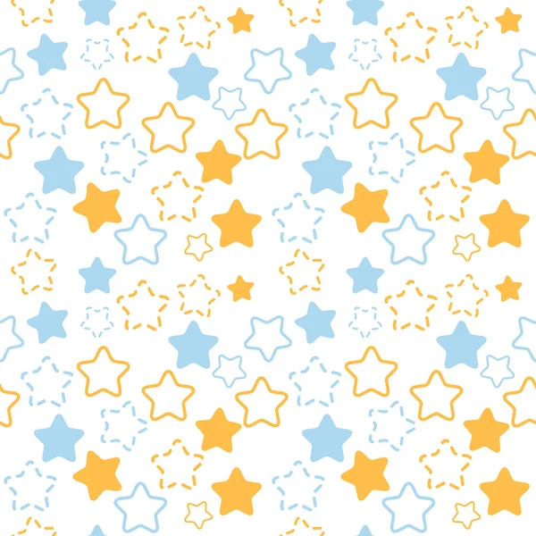 Wzór gwiazdy mieszane kolory niebieski i pomarańczowy — Wektor stockowy
