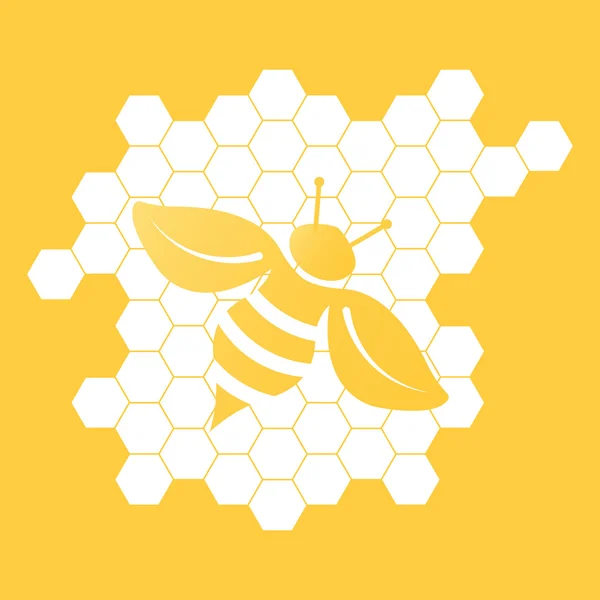 Vector illustration of bee on orange background — Stock Vector