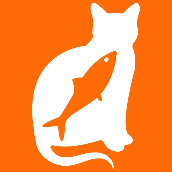 Vector illustration of cat on orange background — Stock Vector