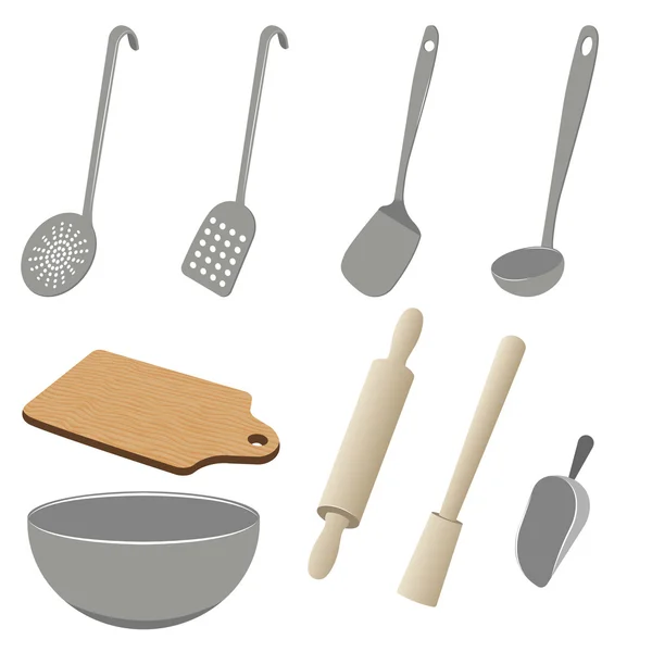 Vector conjunto de utensilios de cocina sobre fondo blanco — Vector de stock