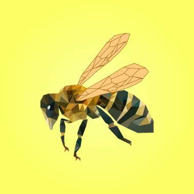 Vector illustration of bee on yellow background clipart