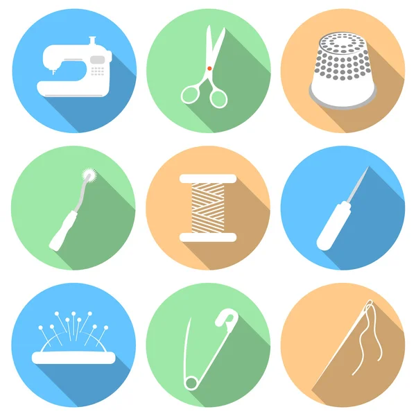 Vector illustration of sewing icon set — Stock Vector