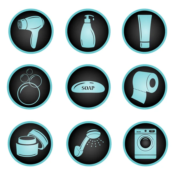 Set of bathroom icons — Stock Vector