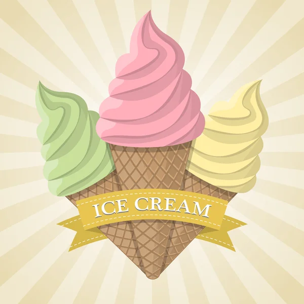 Vector illustration of three ice cream — Stock Vector