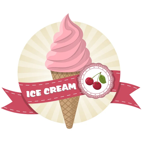 Ilustración de helado de cereza colorido — Vector de stock