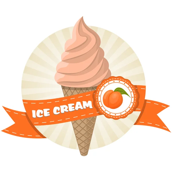 Ilustración de helado de melocotón — Vector de stock