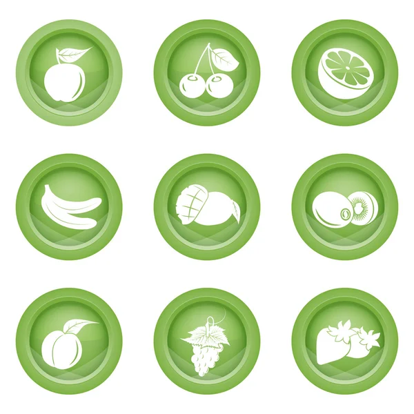 Ensemble d'icônes de fruits de couleur verte — Image vectorielle