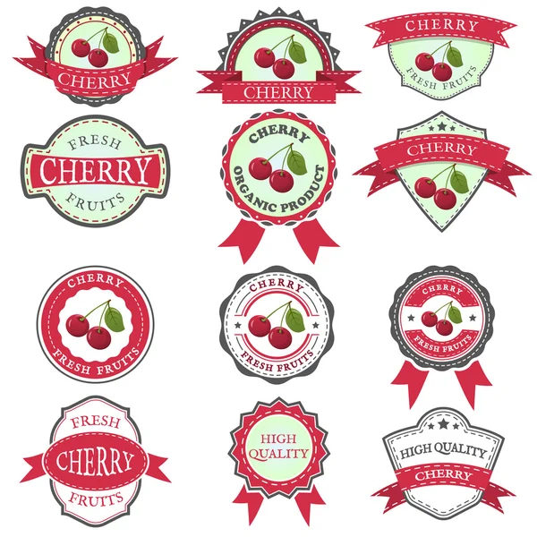 Set of cherry labels — Stock Vector