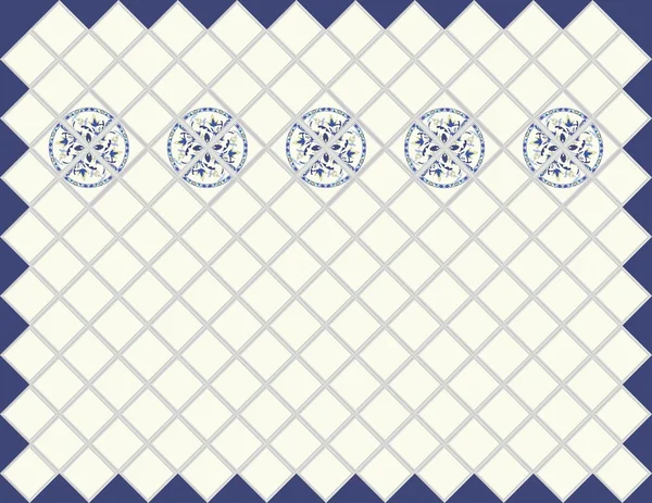 Cocina azulejo azul claro con ornamentos . — Vector de stock