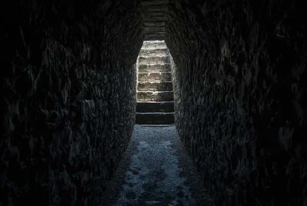 Dark tunnel in the ruin palace at the archealogical site of Palenque, Chiapas, Mexico