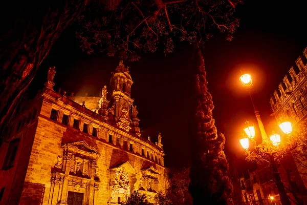 Iglesia Sant Joan Del Mercat Lonja Seda Naranja Noche Iluminada — Foto de Stock
