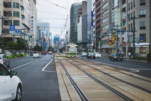 Хиросима Япония Сентября 2017 Центр Хиросимы Старым Трамваем Электрической Железной — стоковое фото