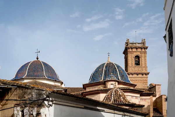 Roof Top Main Church San Roque Blue Tiled Domes Tower — Stock Photo, Image