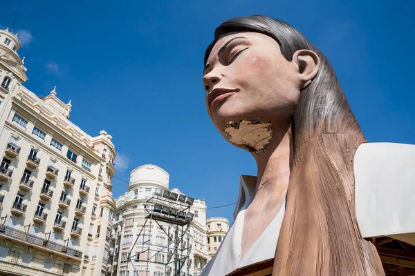 Valencia Spagna Settembre 2021 Enorme Statua Cartapesta Una Donna Meditante — Foto Stock