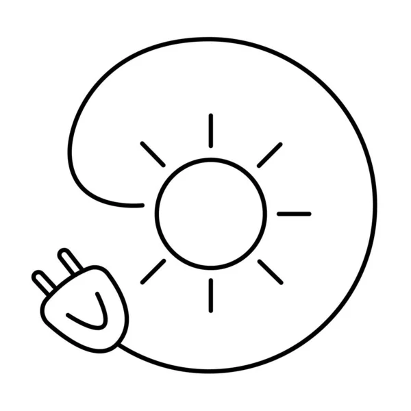 Alternatif kaynak olarak güneş enerjisi. Enerji tasarrufu kaynakları. Basit vektör grafikleri, siyah beyaz doğrusal resim