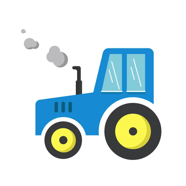 Una Imagen Simple Azul Con Tractor Amarillo Gráficos Planos Vectores — Vector de stock